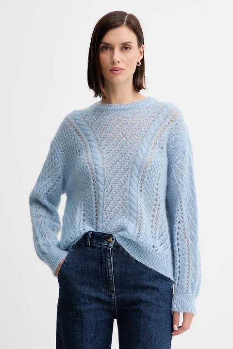 Twinset sweter z wełną damski kolor niebieski lekki 252TT3201 - zdjęcie produktu nr 1