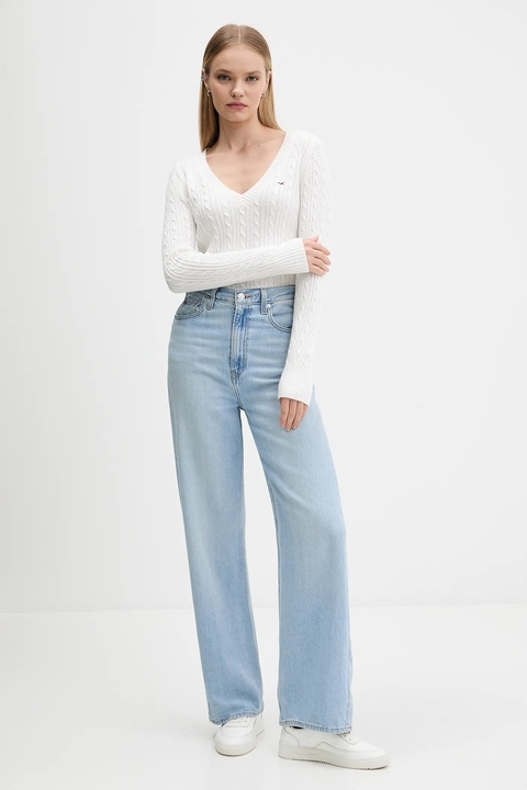 Hollister Co. sweter damski kolor biały lekki KI350-5132 - zdjęcie produktu nr 1