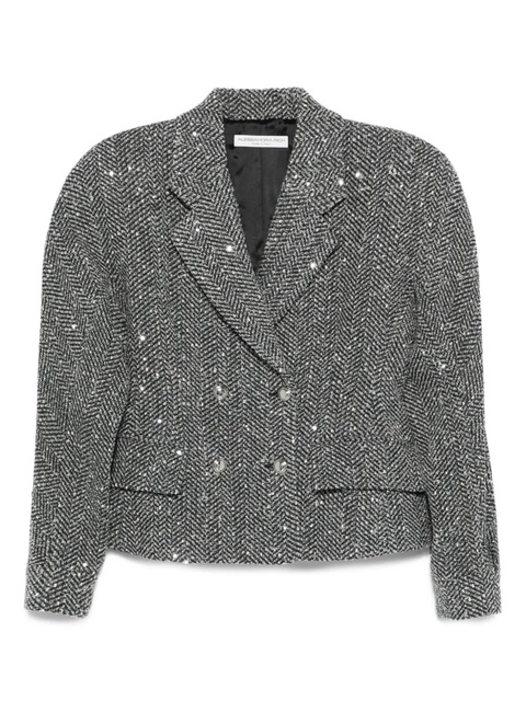 Alessandra Rich sequin-embellished herringbone jacket - Grey - zdjęcie produktu nr 1