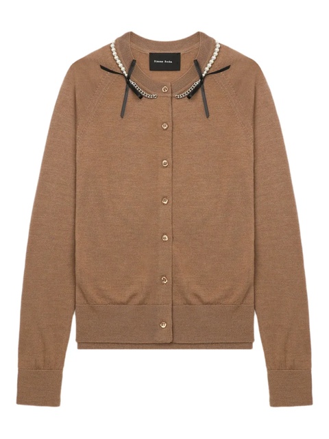 Simone Rocha pearl-embellished cardigan - Brown - zdjęcie produktu nr 1