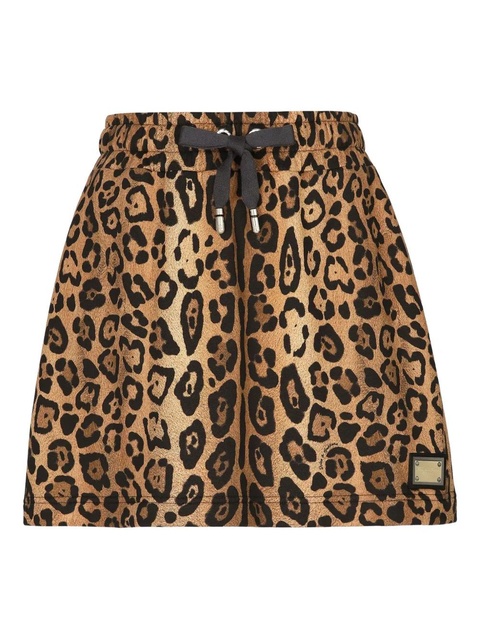 Dolce & Gabbana leopard-print drawstring mini skirt - Brown - zdjęcie produktu nr 1