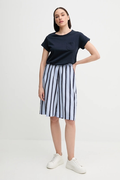 Sandro Ferrone szorty damskie kolor niebieski wzorzyste high waist S15XBEARPA - zdjęcie produktu nr 2