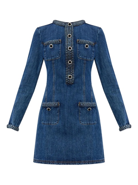 Self-Portrait braided-detail denim dress - Blue - zdjęcie produktu nr 1
