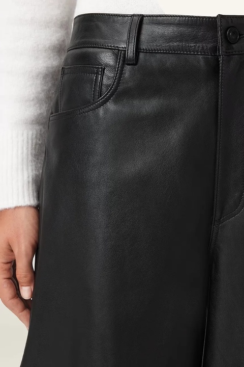 AllSaints spodnie skórzane JETT damskie kolor czarny szerokie high waist W026TD - zdjęcie produktu nr 2