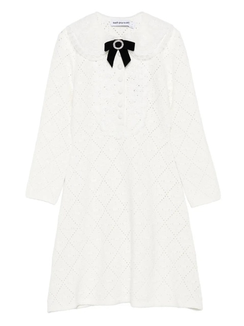 Self-Portrait bow-embellished mini dress - White - zdjęcie produktu nr 1