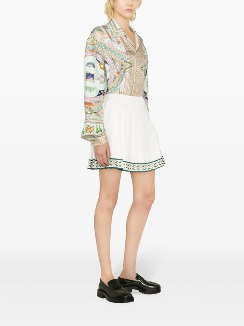 Casablanca Laurel pleated silk miniskirt - White - zdjęcie produktu nr 2