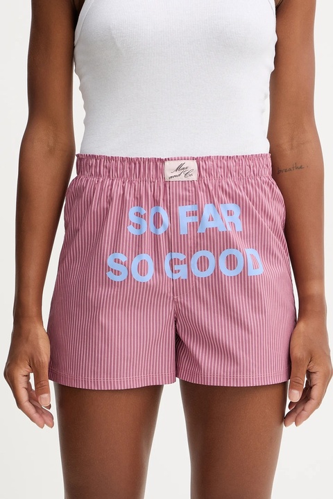 MAX&Co. szorty bawełniane 2-pack damskie kolor granatowy wzorzyste high waist 2528146012200 - zdjęcie produktu nr 2