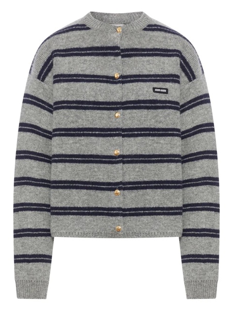 Miu Miu striped-pattern cardigan - Grey - zdjęcie produktu nr 1
