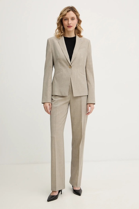 BOSS marynarka wełniana kolor beżowy jednorzędowa melanżowa 50542010 - zdjęcie produktu nr 2