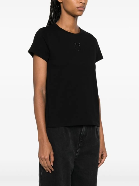 PINKO logo-embroidered cotton T-shirt - Black - zdjęcie produktu nr 2