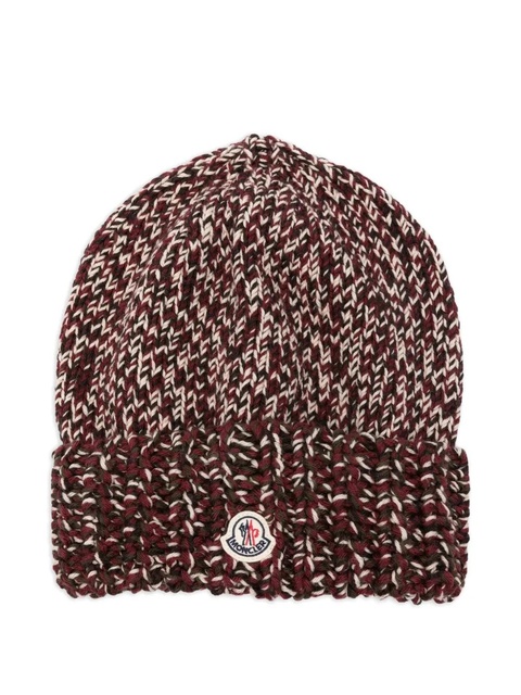 Moncler cable-knit logo-detail beanie - Red - zdjęcie produktu nr 1