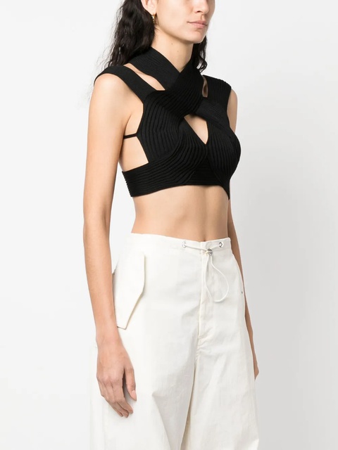 Balmain cut-out ribbed cropped top - Black - zdjęcie produktu nr 2