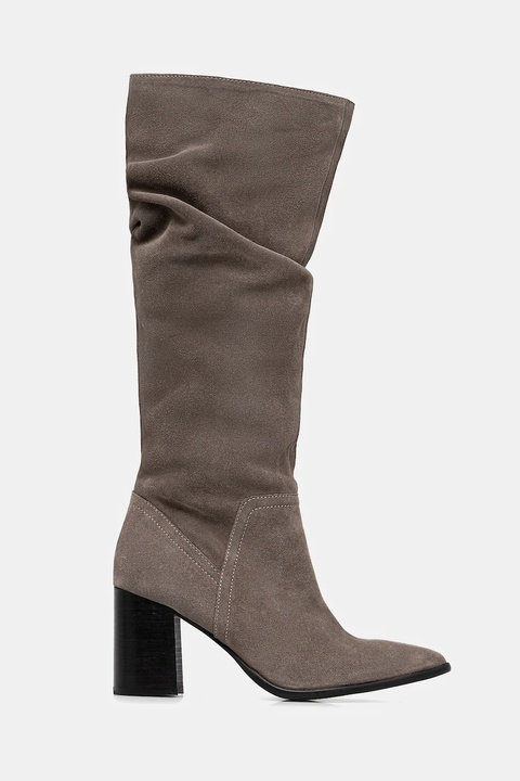 Medicine kozaki zamszowe kolor szary na słupku - zdjęcie produktu nr 1