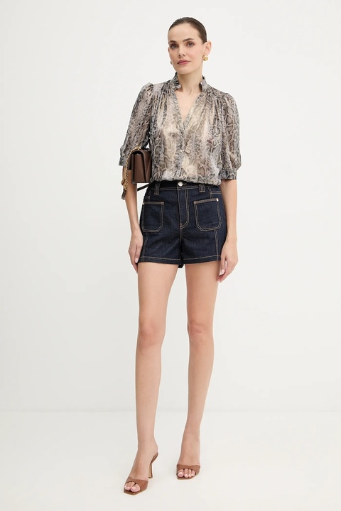 Morgan szorty jeansowe damskie kolor granatowy gładkie high waist SHADZA - zdjęcie produktu nr 2