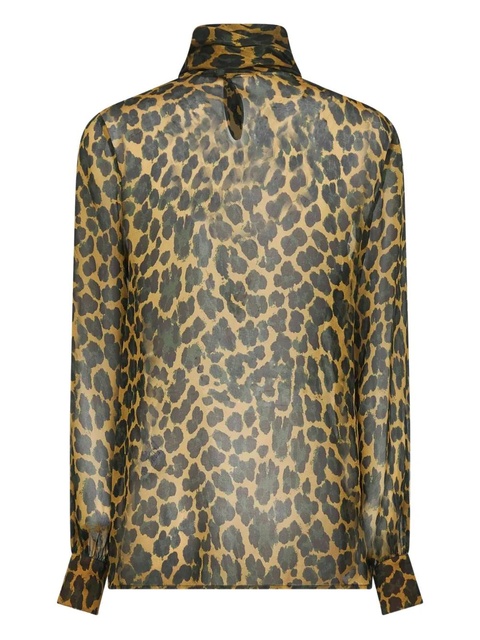 Saint Laurent Lavallière leopard-print blouse - Brown - zdjęcie produktu nr 2