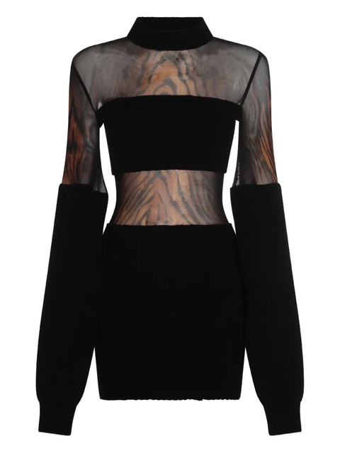 Jean Paul Gaultier tiger-print mesh-insert mini dress - Black - zdjęcie produktu nr 2