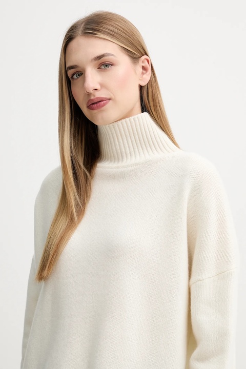 Weekend Max Mara sweter wełniany BORGIA damski kolor beżowy z golfem 2525366112600 - zdjęcie produktu nr 2