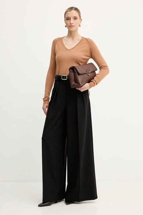 Simona Corsellini spodnie damskie kolor czarny proste high waist A25CPPA00301 - zdjęcie produktu nr 2