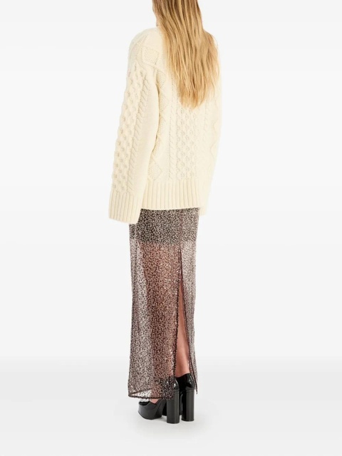 ROTATE BIRGER CHRISTENSEN cable-knit crew-neck sweater - White - zdjęcie produktu nr 2