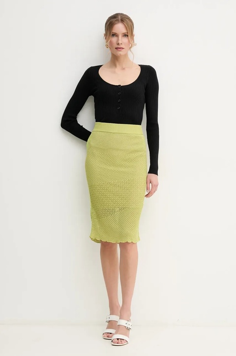 Pinko spódnica kolor zielony midi prosta 104892 A2EB - zdjęcie produktu nr 2