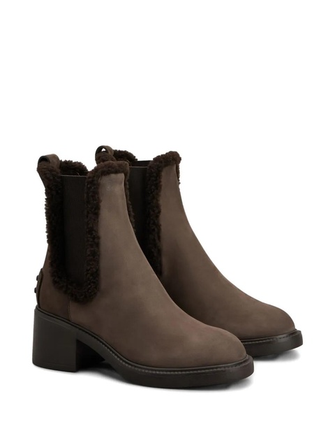 Tod's faux-fur trim Chelsea boots - Brown - zdjęcie produktu nr 2