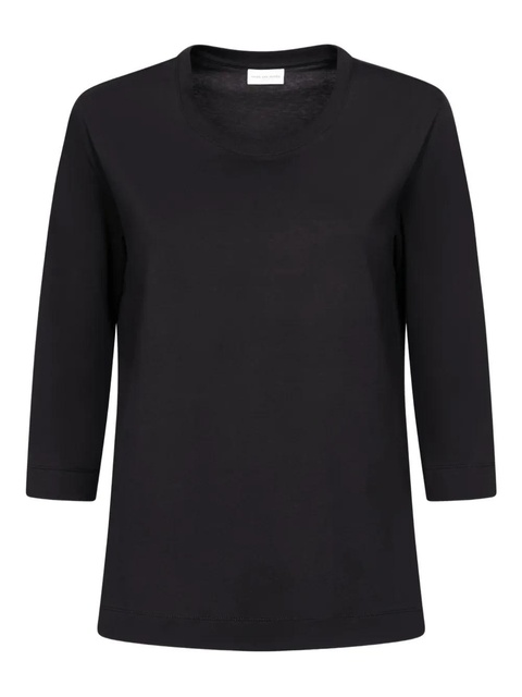 DRIES VAN NOTEN three-quarter sleeve cotton T-shirt - Black - zdjęcie produktu nr 1