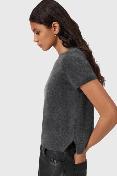 AllSaints t-shirt kaszmirowy REBEL TEE kolor szary W118KB - zdjęcie produktu nr 1