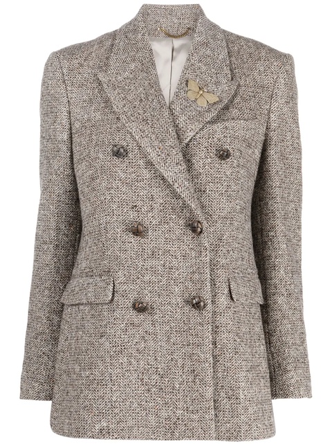 Golden Goose double-breasted herringbone-pattern jacket - Brown - zdjęcie produktu nr 1