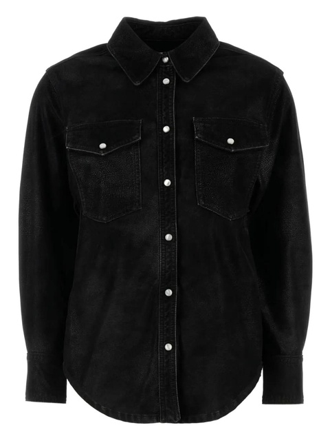MARANT ÉTOILE Delcia leather-texture flap-pocket shirt - Black - zdjęcie produktu nr 1