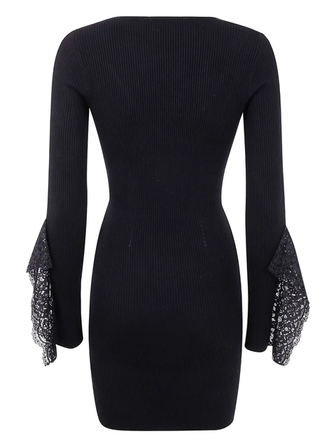Blumarine lace-insert ribbed dress - Black - zdjęcie produktu nr 2
