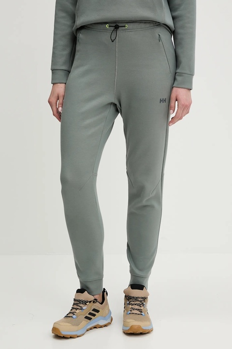 Helly Hansen spodnie dresowe HP TECH damskie kolor zielony gładkie 34492 - zdjęcie produktu nr 1