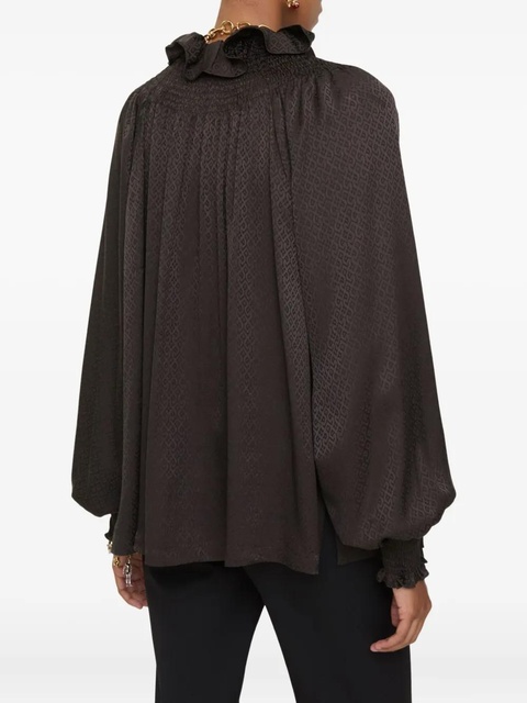 Burberry geometric-pattern ruffled blouse - Brown - zdjęcie produktu nr 2