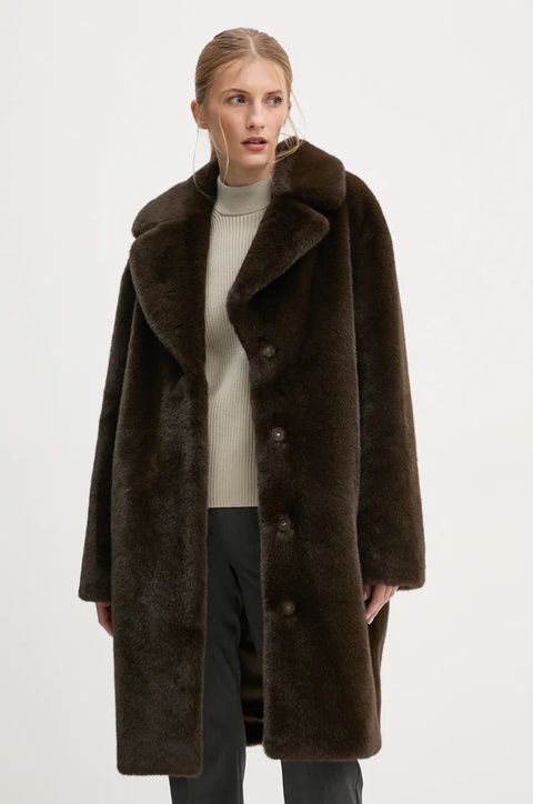 Stand Studio płaszcz Camille Cocoon Coat damski kolor brązowy przejściowy oversize 61137-9070 - zdjęcie produktu nr 1