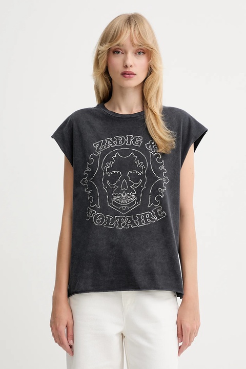 ZADIG&VOLTAIRE t-shirt bawełniany damski kolor szary JWTT01275 - zdjęcie produktu nr 1
