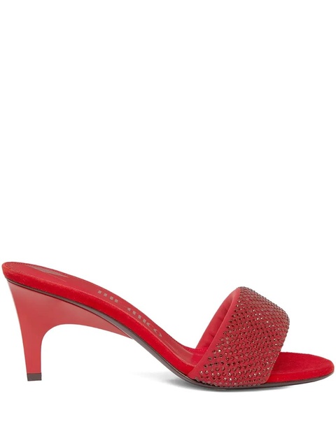 The Attico 60mm crystal-embellished heeled mules - Red - zdjęcie produktu nr 1