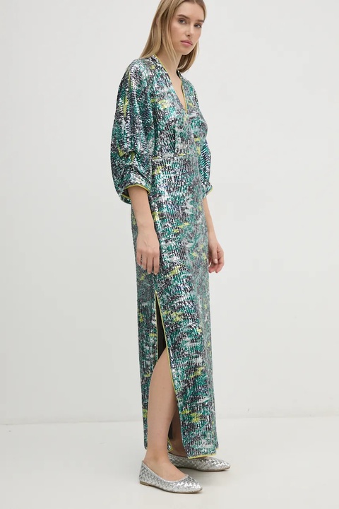 DIANE VON FURSTENBERG sukienka kolor zielony maxi prosta DVFGL3S006 - zdjęcie produktu nr 1