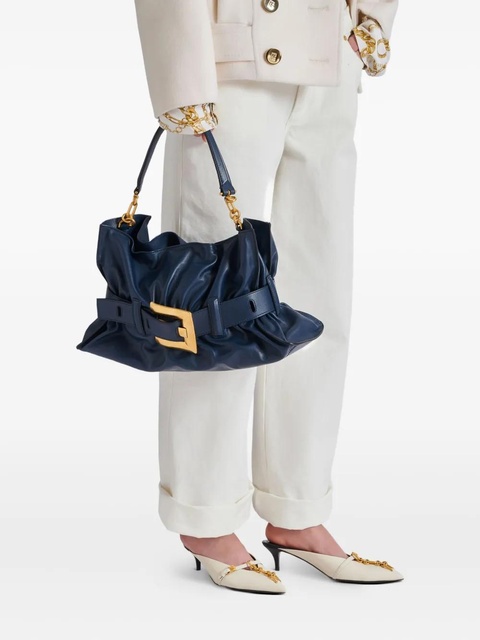 Balmain belted calfskin tote bag - Blue - zdjęcie produktu nr 2