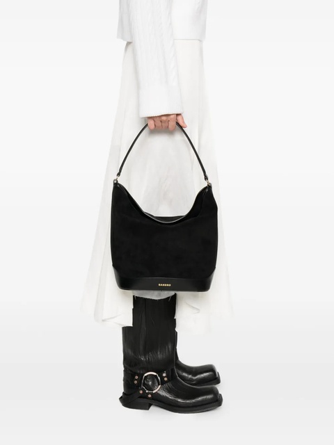 SANDRO suede-leather bucket bag - Black - zdjęcie produktu nr 1