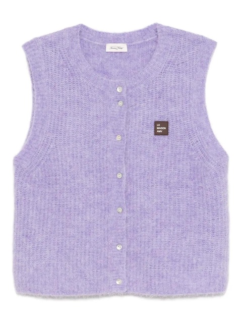American Vintage logo-patched sleveeless cardigan - Purple - zdjęcie produktu nr 1