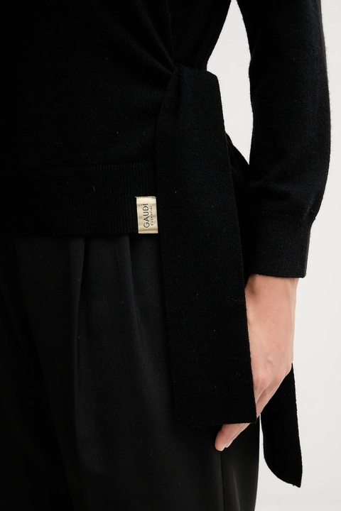 Gaudi sweter z dodatkiem wełny damski kolor czarny z golfem 521FD53002 - zdjęcie produktu nr 2