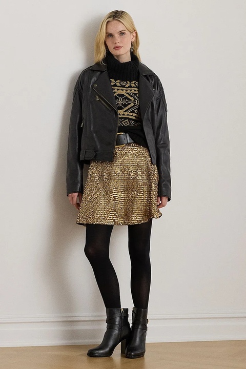 Lauren Ralph Lauren kurtka skórzana kolor czarny przejściowa 200P01414 - zdjęcie produktu nr 2