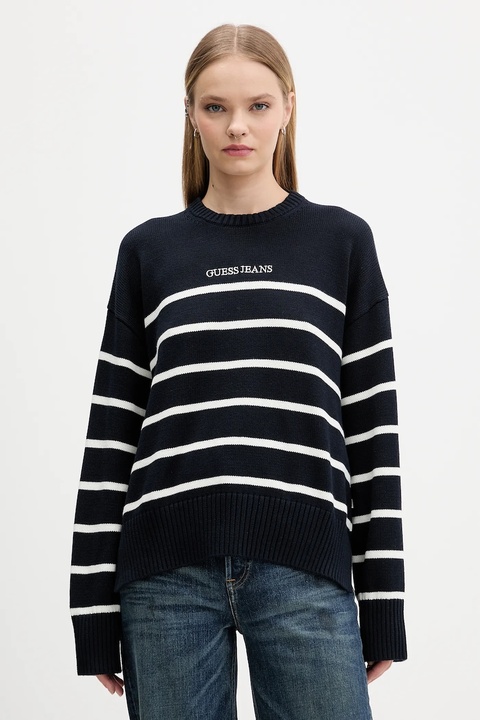 Guess Jeans sweter bawełniany damski kolor granatowy lekki W5BR03 Z3HM1 - zdjęcie produktu nr 1