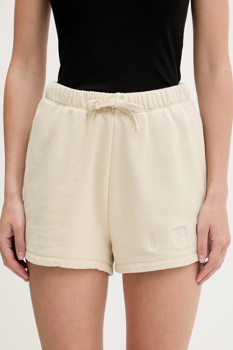 IRO szorty bawełniane damskie kolor beżowy z aplikacją high waist WF30OCRESIA - zdjęcie produktu nr 1