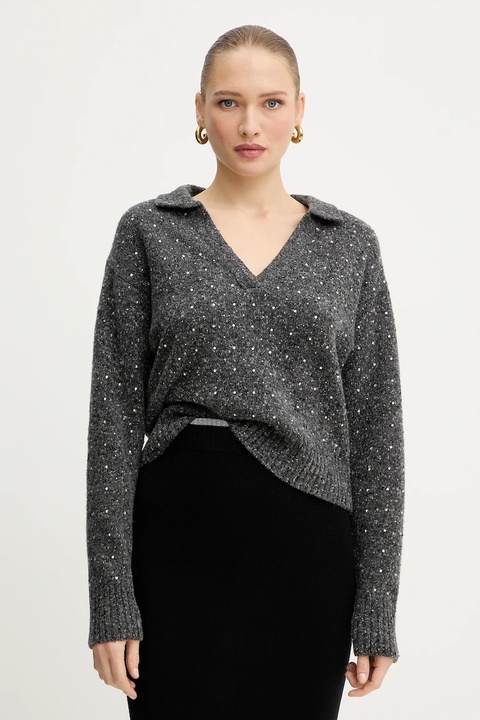 Pinko sweter z dodatkiem wełny kolor szary 105684 A2U4 - zdjęcie produktu nr 1