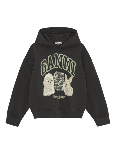 GANNI logo-print hoodie - Black - zdjęcie produktu nr 1