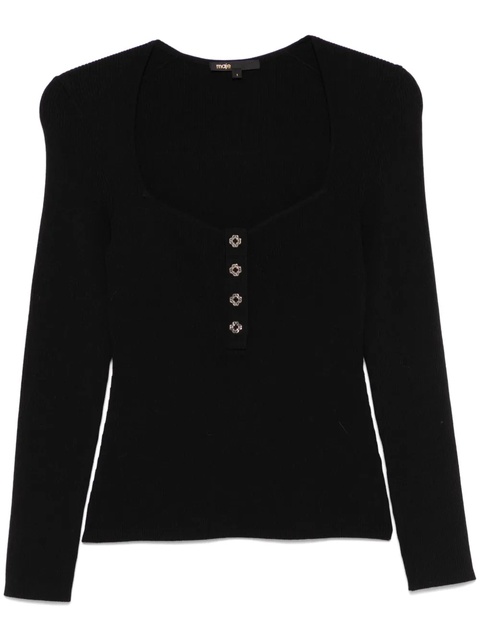 Maje scoop-neck ribbed-knit jumper - Black - zdjęcie produktu nr 1
