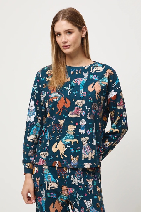 Medicine piżama bawełniana kolor turkusowy bawełniana - zdjęcie produktu nr 2