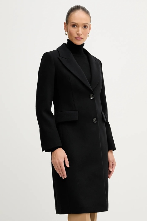 Sisley płaszcz wełniany kolor czarny przejściowy 2JJYLN04Z - zdjęcie produktu nr 1