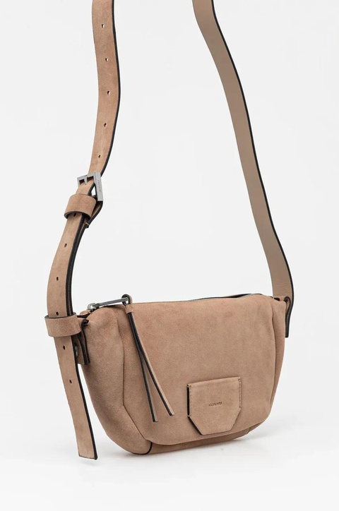 AllSaints torebka zamszowa MADEA SUEDE kolor beżowy W096XC - zdjęcie produktu nr 2