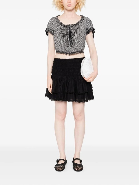 DÔEN Nera gingham cropped blouse - Black - zdjęcie produktu nr 2